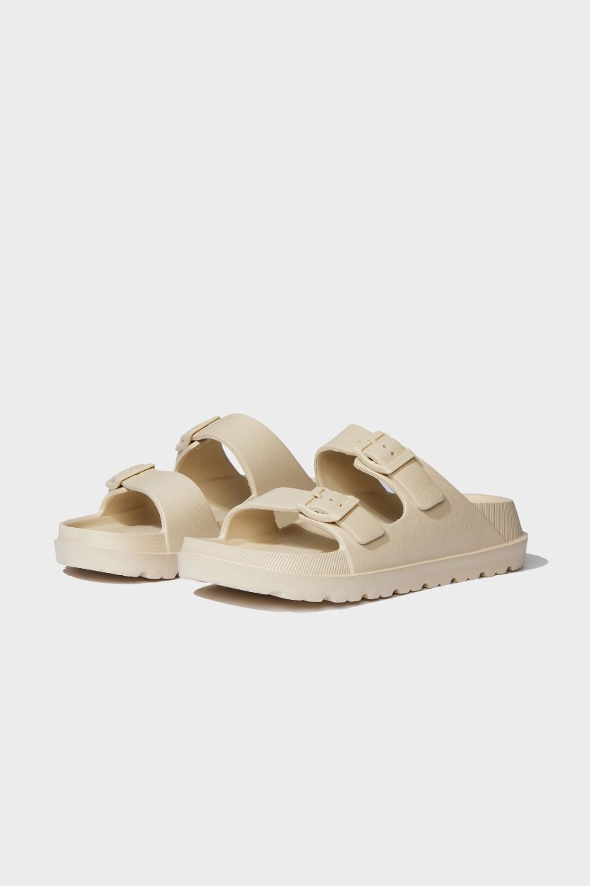 Woman Beige Woman Flat Sole Eva Slippers