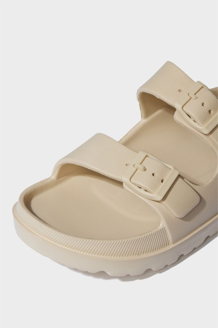 Woman Beige Woman Flat Sole Eva Slippers