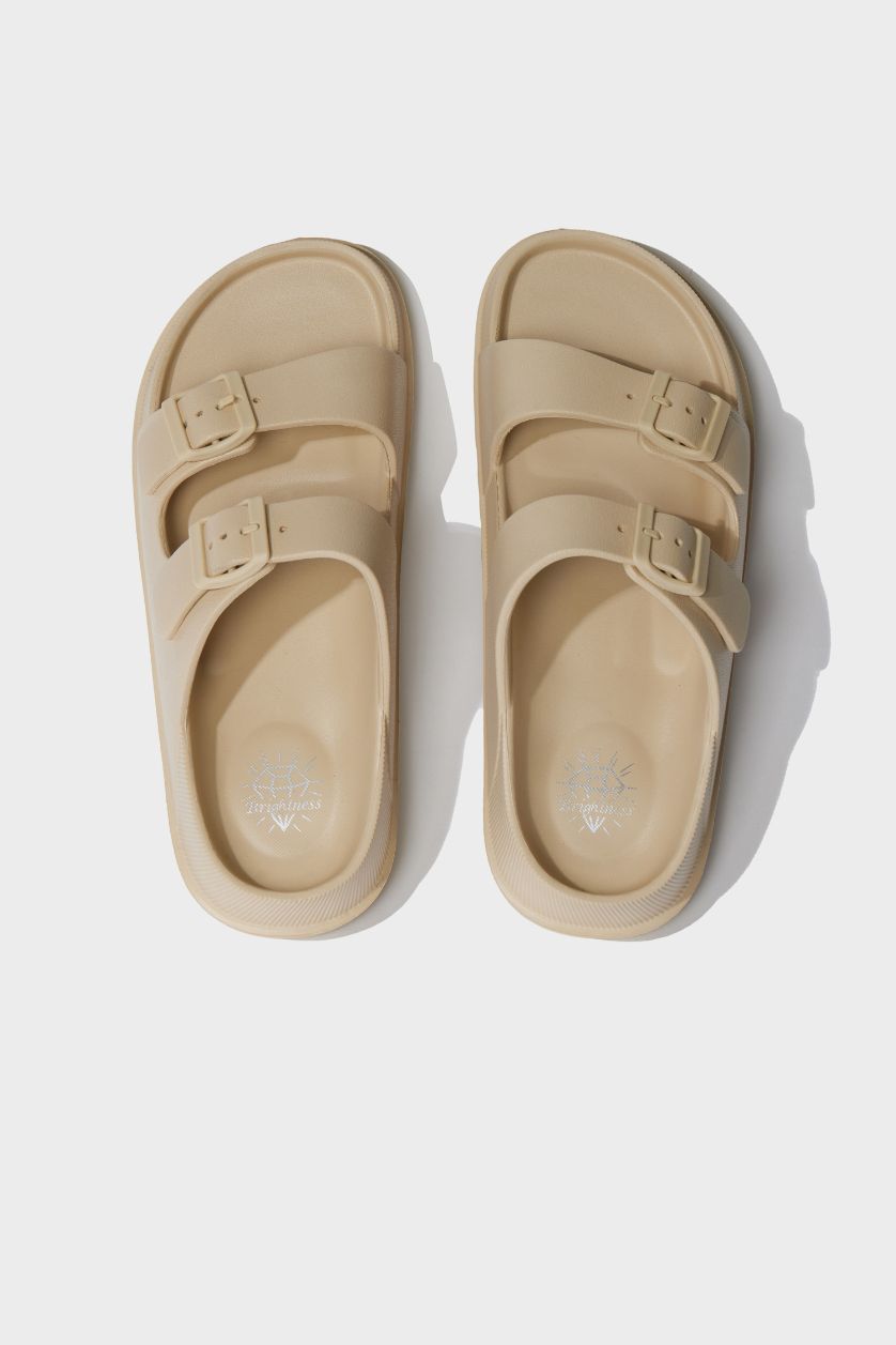 Woman Beige Woman Flat Sole Eva Slippers