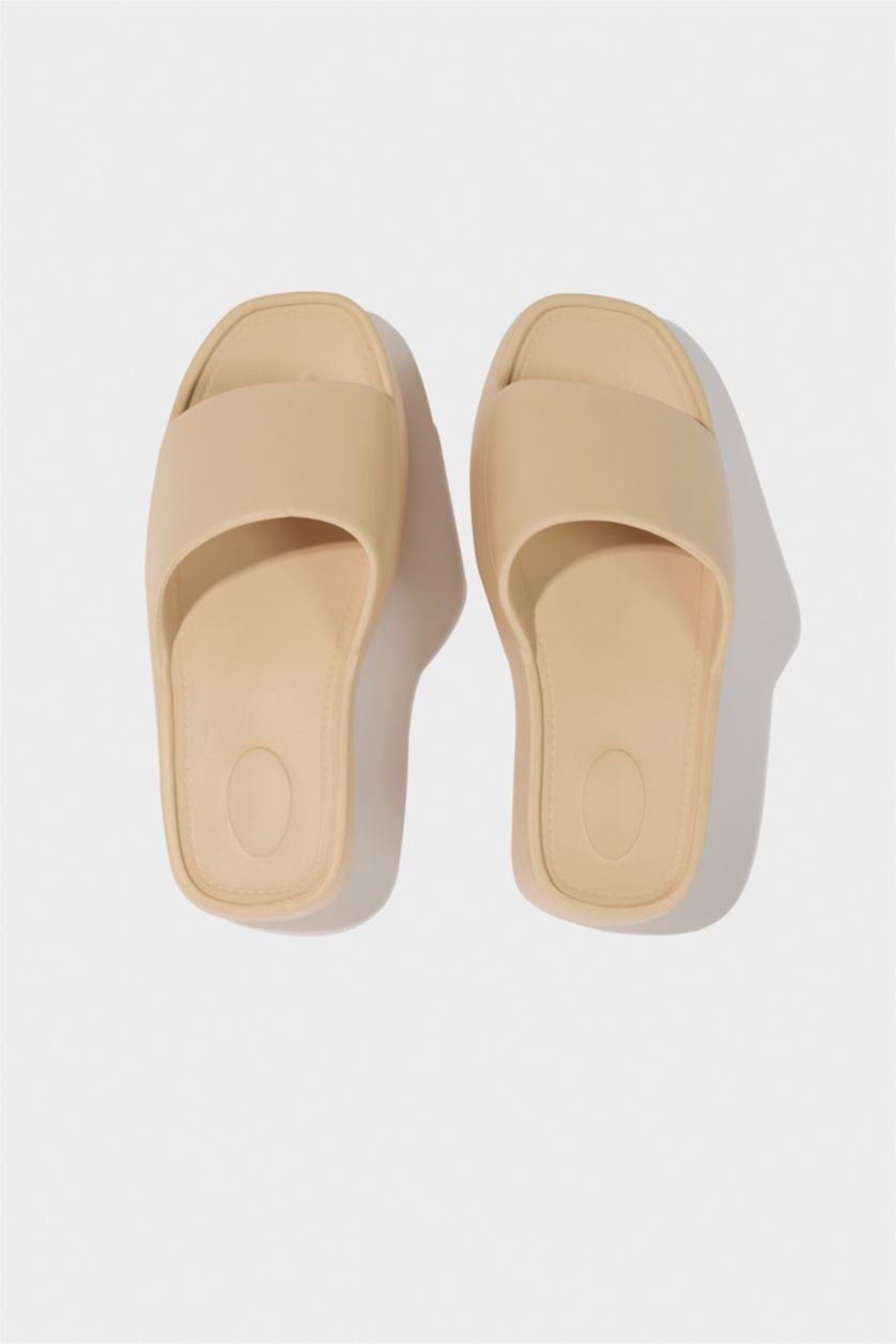 WOMAN Beige Woman Flat Sole Eva Slippers