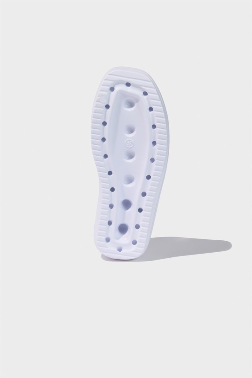 نساء أبيض شبشب إيفا بكعب مسطح