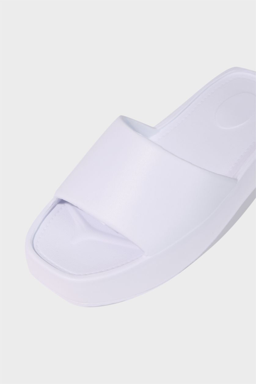 نساء أبيض شبشب إيفا بكعب مسطح