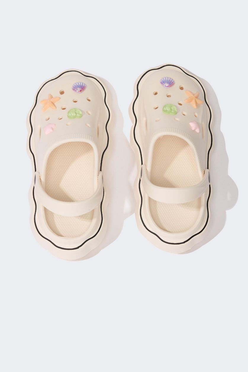 Kadın Kırık Beyaz Kadın Düz Taban Eva Sandalet