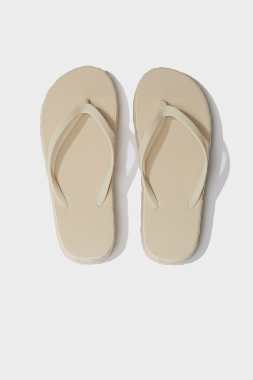 Kadın Bej Kadın Düz Taban Eva Parmak Arası Terlik