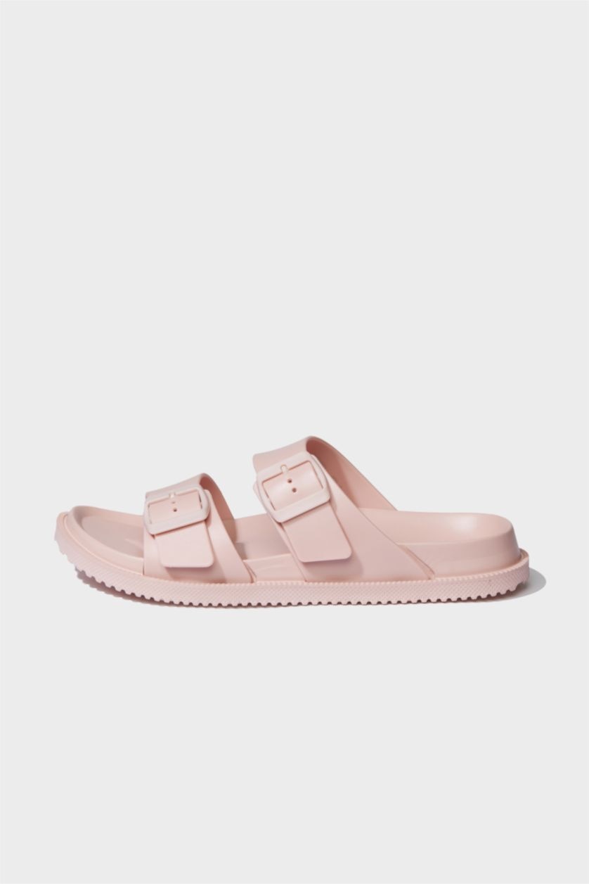 نساء زهري غامق شبشب نسائي جلد صناعي بكعب مسطح