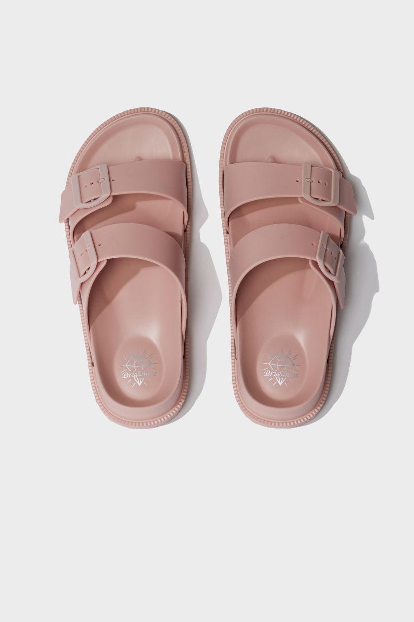 نساء زهري غامق شبشب نسائي جلد صناعي بكعب مسطح