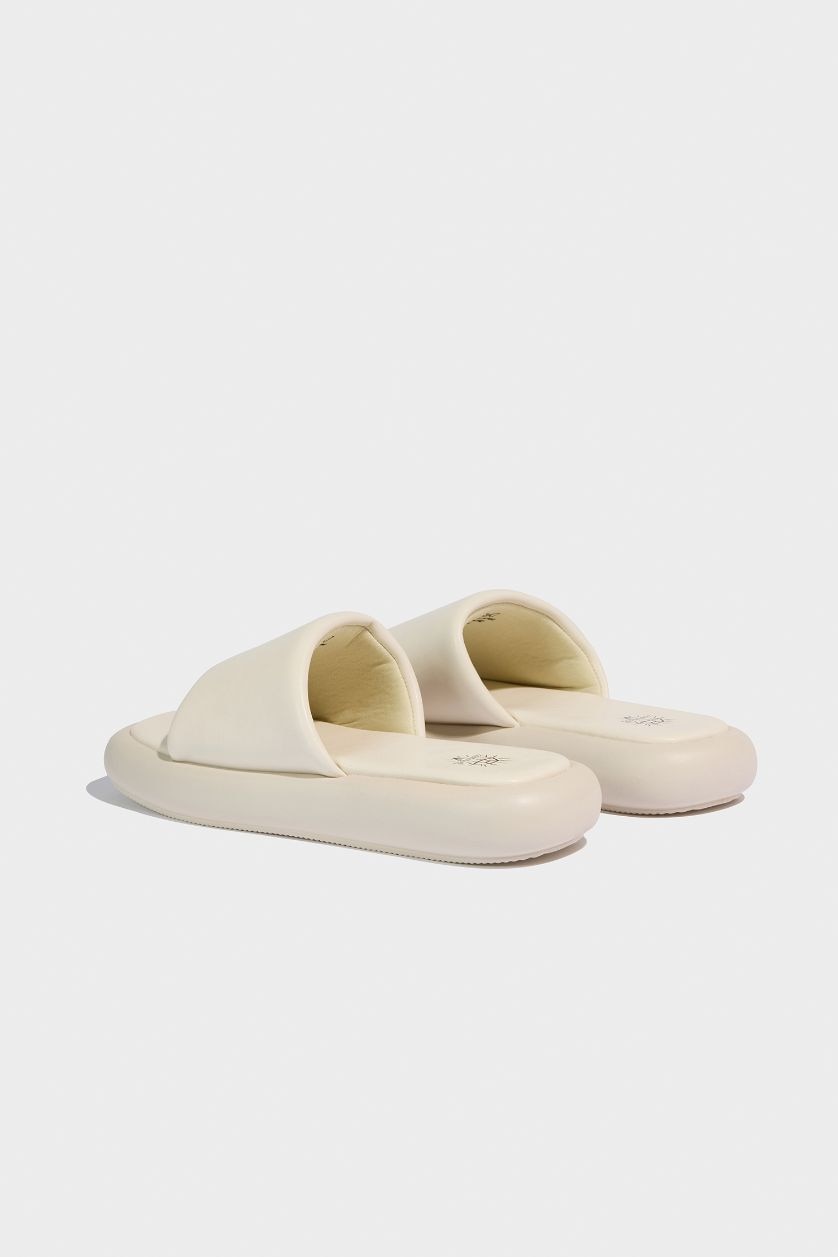 FEMME Blanc Sandales en similicuir à semelle plate pour femme