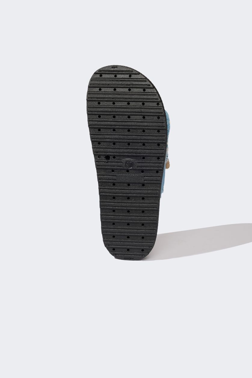 FEMME BLEU Clair Sandales en jean à semelle plate pour femme