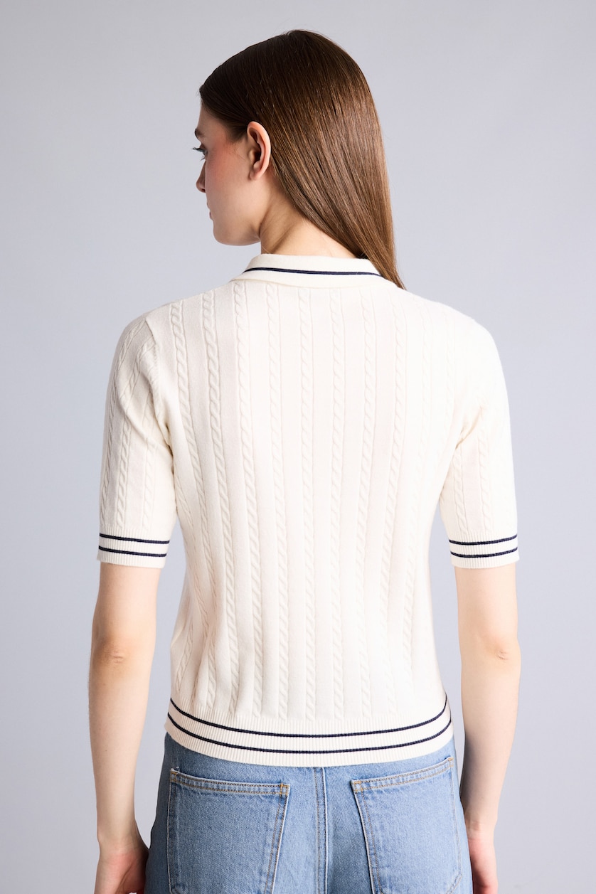 نساء بيج فاتح Pull à col polo Coupe régulière