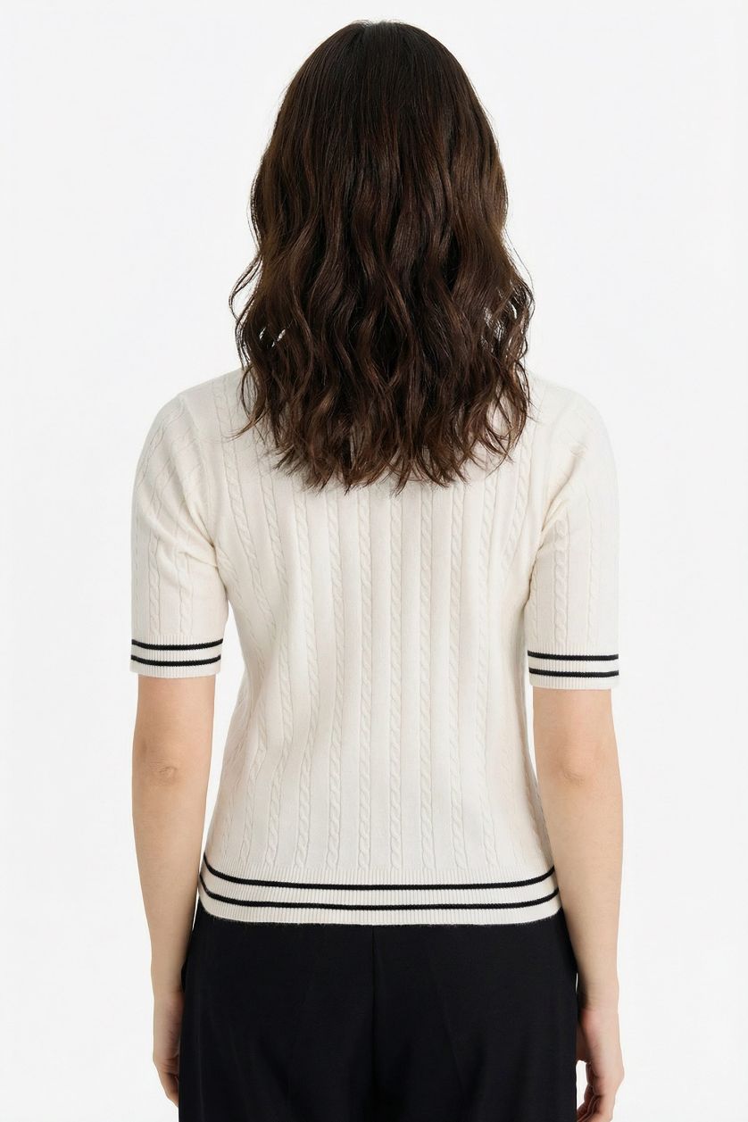 FEMME Écru Pull à col polo Coupe régulière