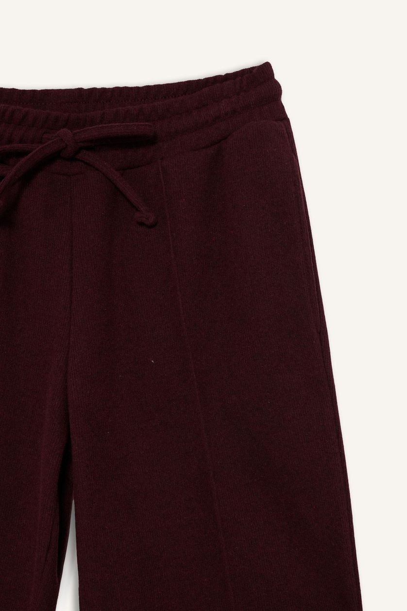 نساء خمري بنطلون بجامة رياضي قصة عادية بجيب برباط من الخصر