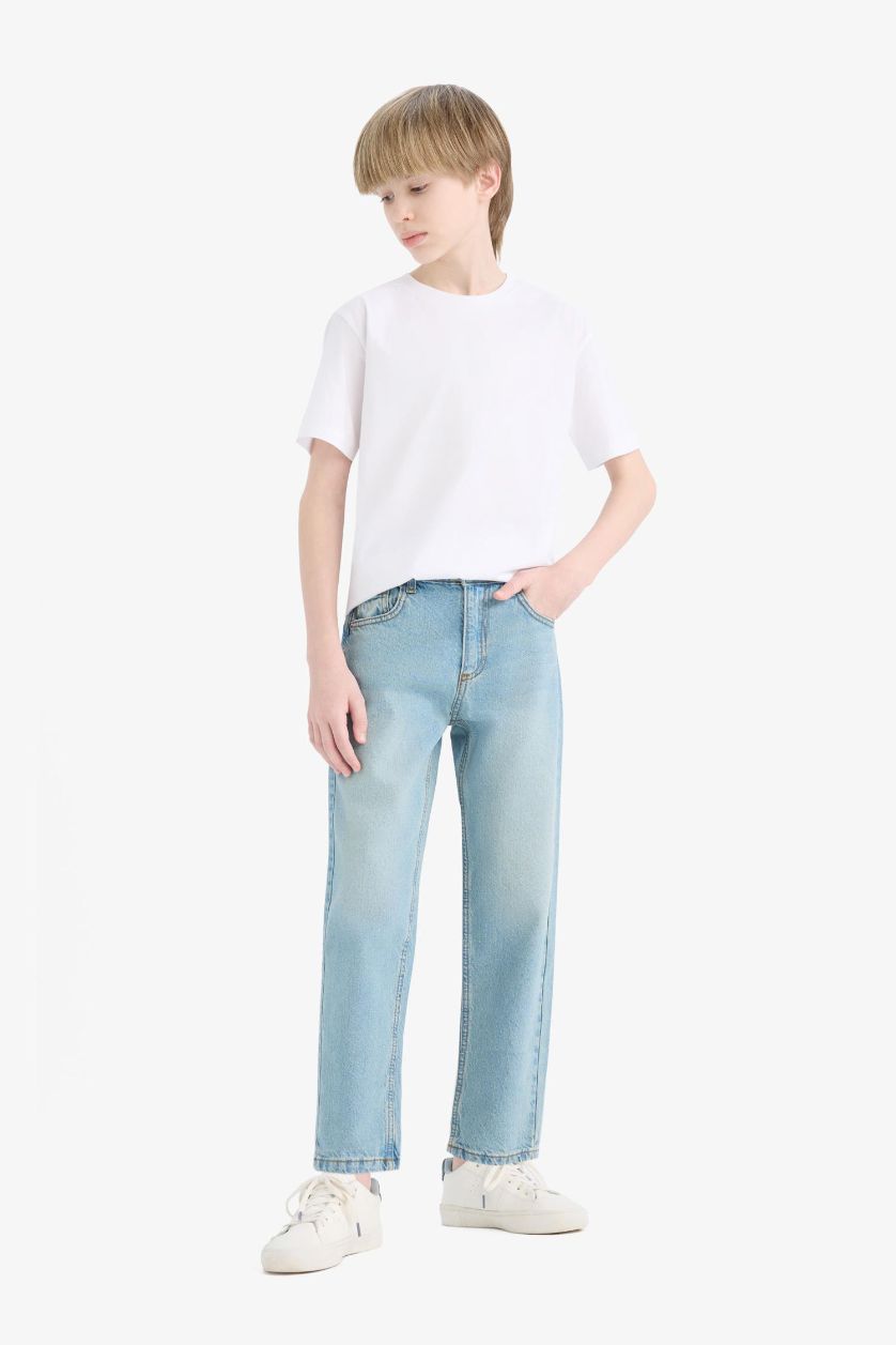 Erkek Çocuk - Genç Erkek Açık Mavi Straight Fit Düz Paça Jean Pantolon Erkek Çocuk