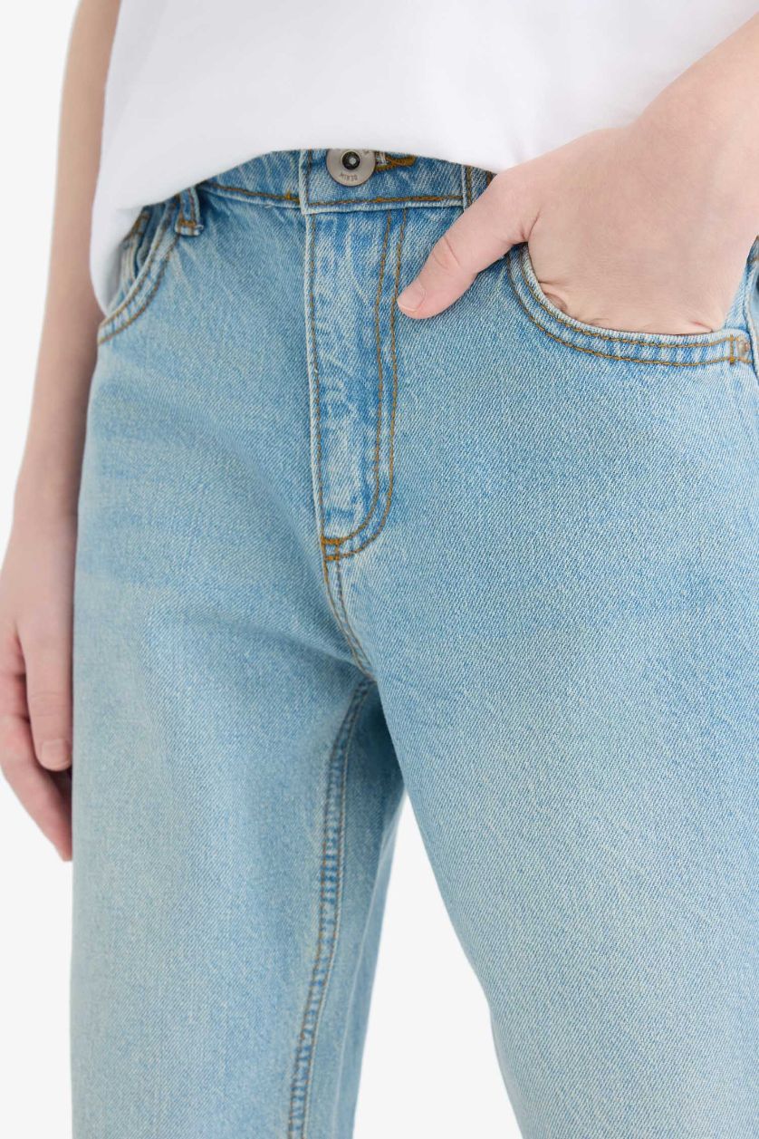 Erkek Çocuk - Genç Erkek Açık Mavi Straight Fit Düz Paça Jean Pantolon Erkek Çocuk
