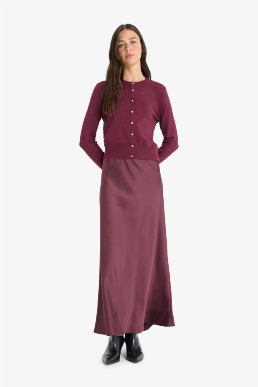 Әйелдерге Бордо a сызығы орташа ұзындық Тоқылған юбка