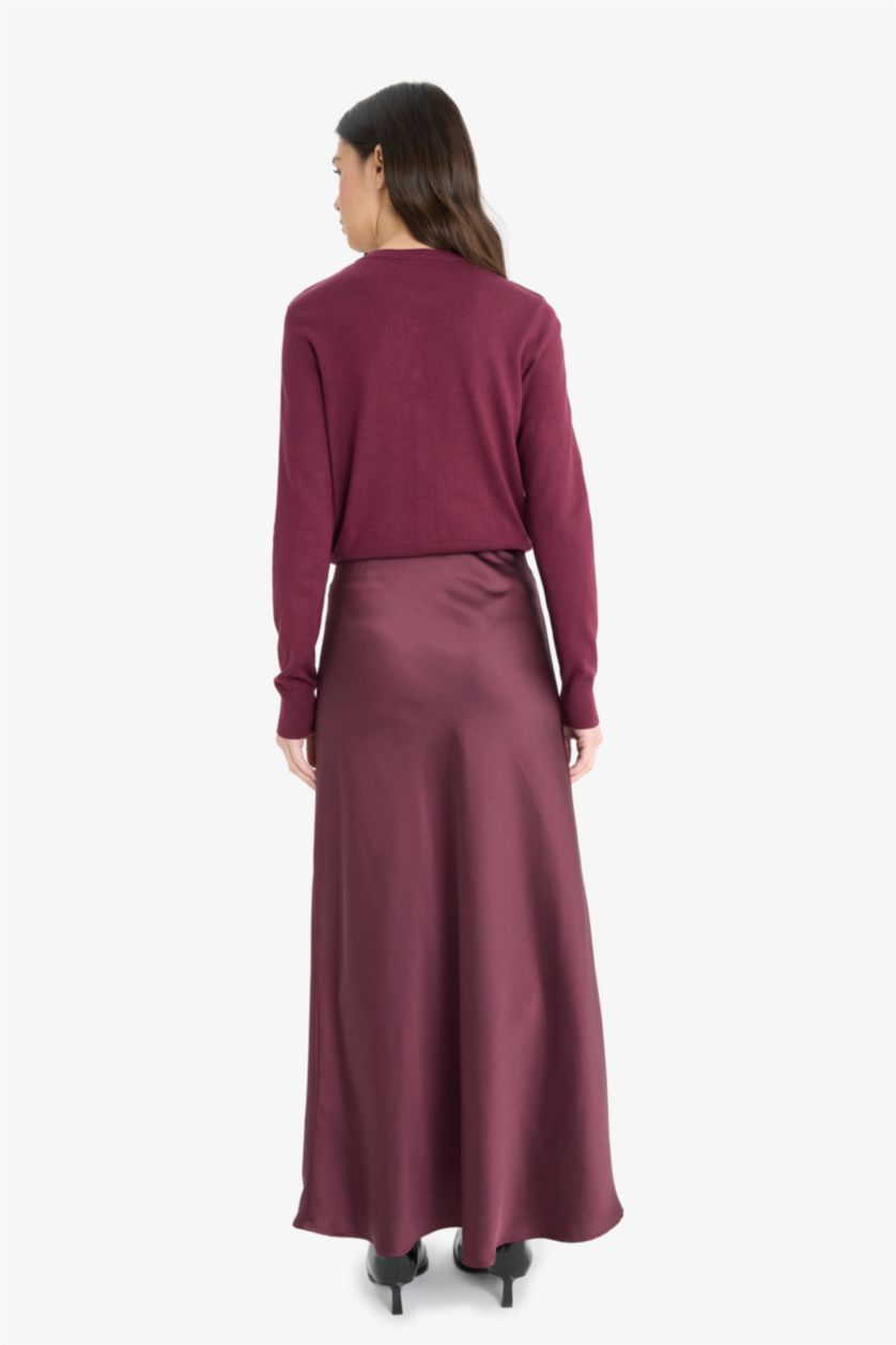 Әйелдерге Бордо a сызығы орташа ұзындық Тоқылған юбка