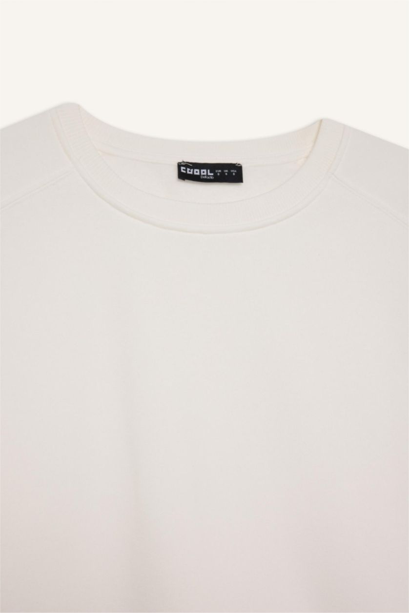 Women White Oversize Fit Thick Sweatshirt Fabric Sweatshirt