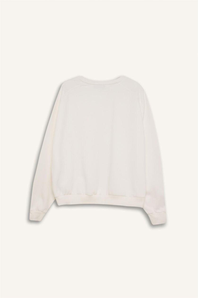 Women White Oversize Fit Thick Sweatshirt Fabric Sweatshirt