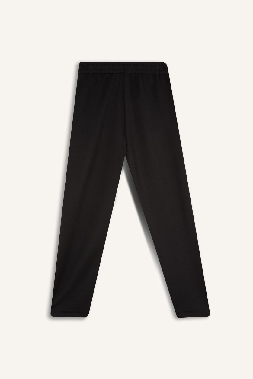 Kadın Siyah Regular Fit Cepli Pensli Skuba Dalgıç Kumaş Beli Lastikli Pantolon