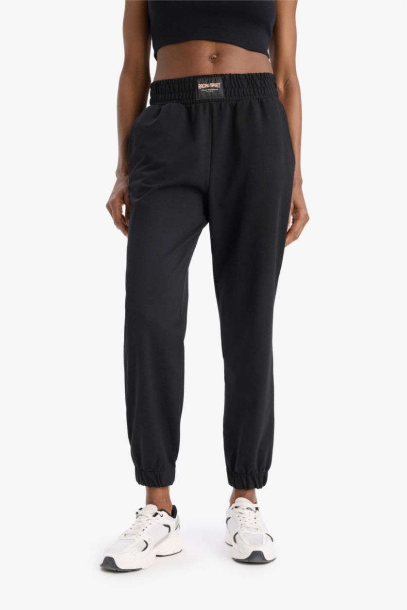 نساء أسود بنطرون بجامة رياضي قصة عادية برجل مطاطي من DeFactoFit