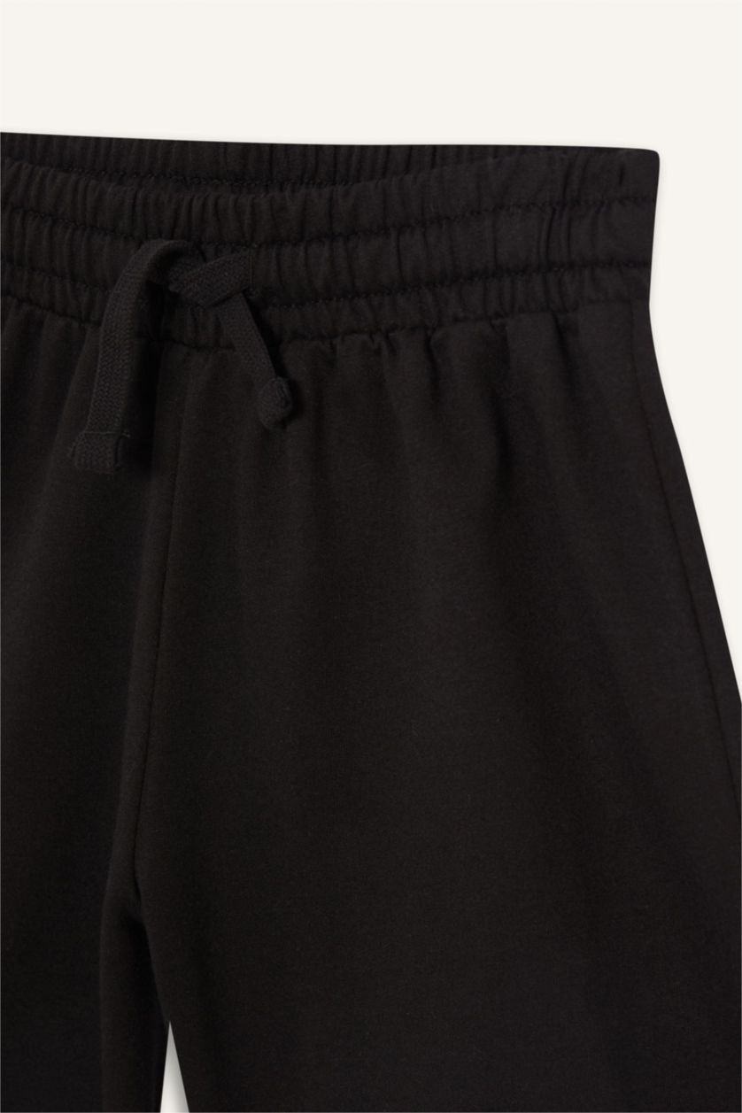 Kız Çocuk - Genç Kız Siyah Relax Fit Beli Lastikli Basic Düz Şort Kız Çocuk