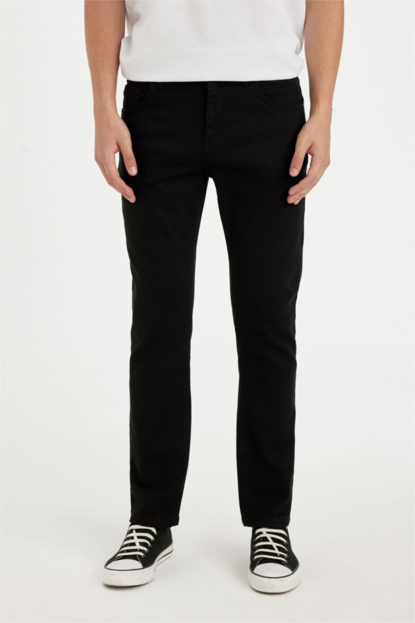 Erkek Siyah Sergio Regular Fit Normal Kalıp Normal Bel Boru Paça Jean Pantolon