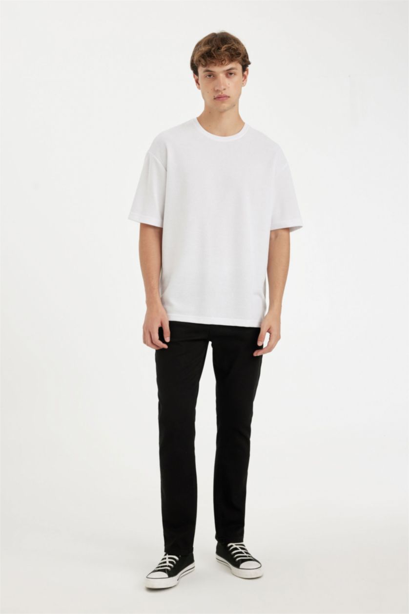 Erkek Siyah Sergio Regular Fit Normal Kalıp Normal Bel Boru Paça Jean Pantolon