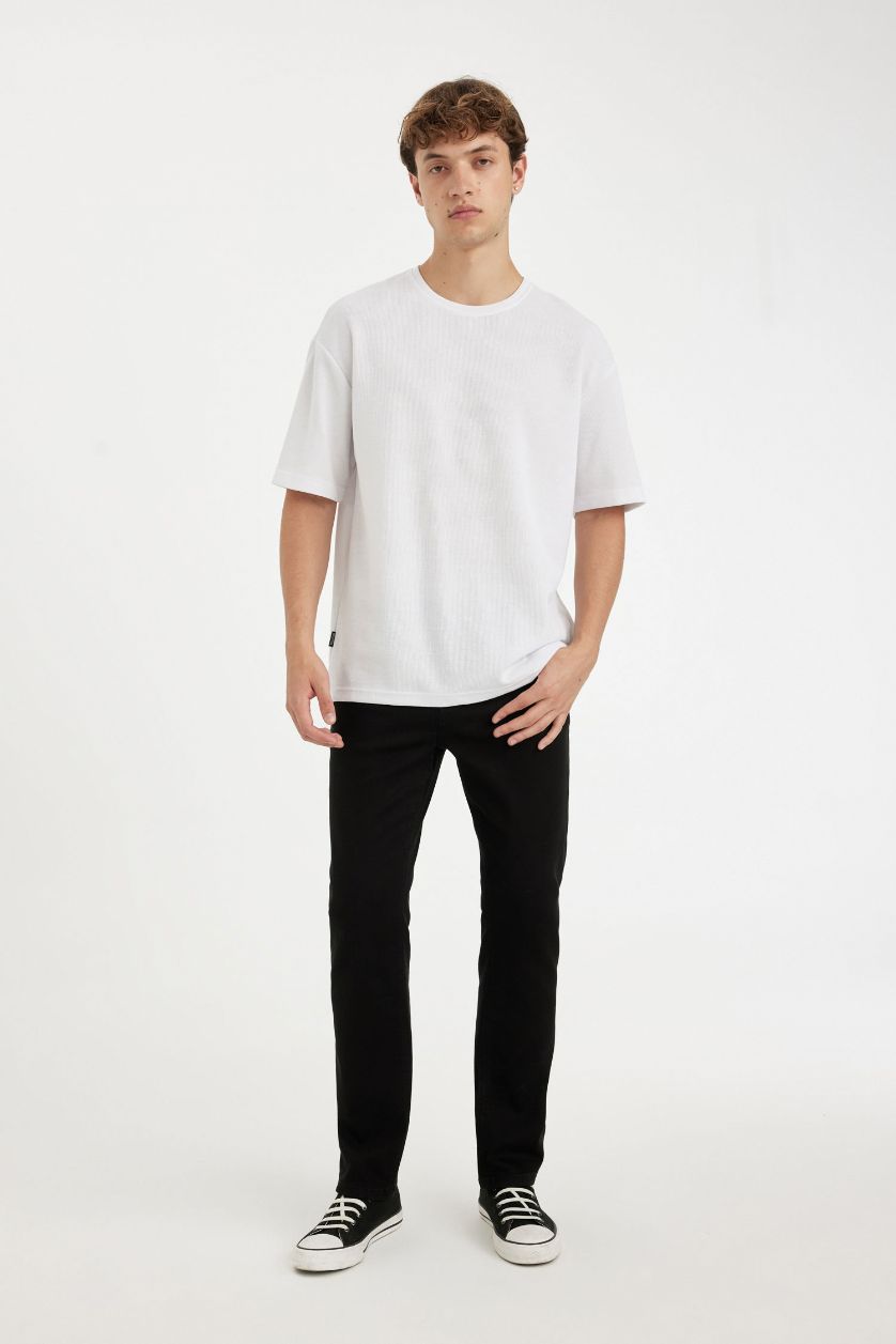 Erkek Siyah Sergio Regular Fit Normal Kalıp Normal Bel Boru Paça Jean Pantolon