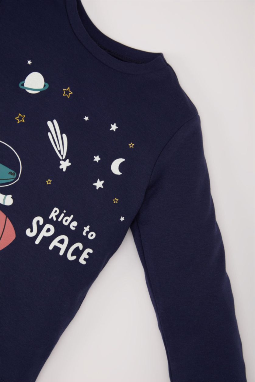 طفل صغير كحلي طقم بيجاما بيبي اولادي قصة عادية - قطعتين