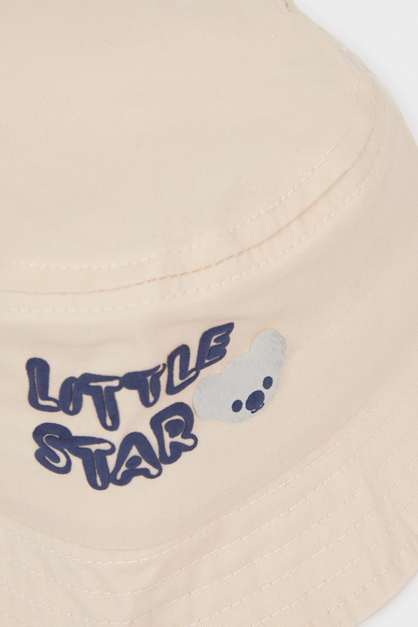 Baby Boy Beige Baby Boy Cotton Printed Bob Hat