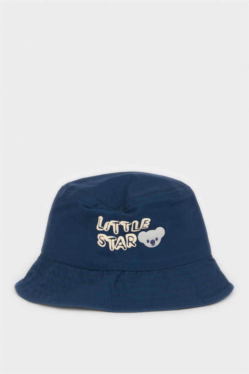 Erkek Bebek İndigo Pamuklu Baskılı Bucket Şapka Erkek Bebek