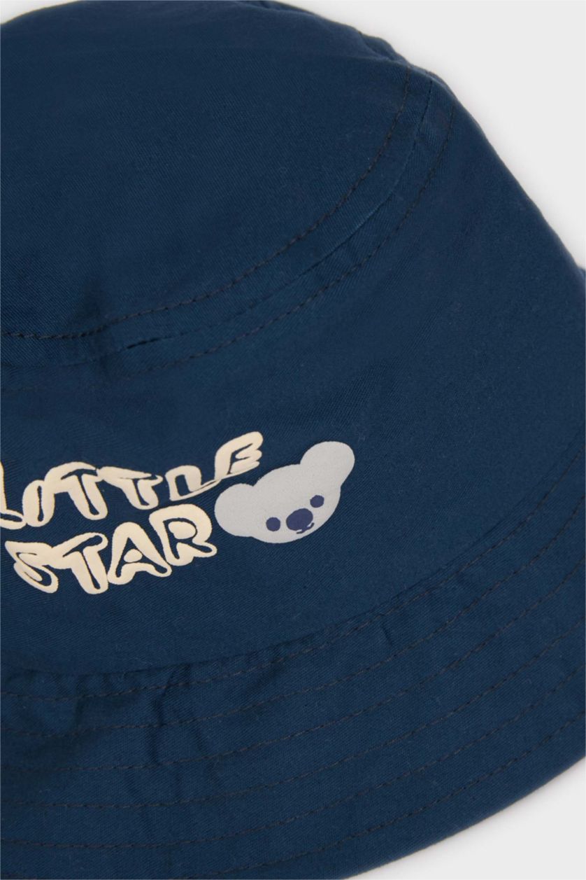 Erkek Bebek İndigo Pamuklu Baskılı Bucket Şapka Erkek Bebek