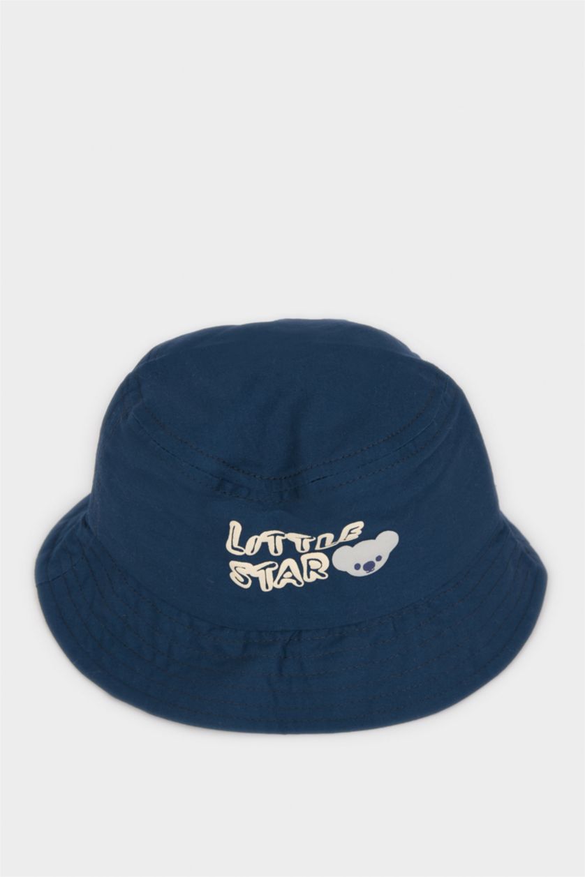 Erkek Bebek İndigo Pamuklu Baskılı Bucket Şapka Erkek Bebek