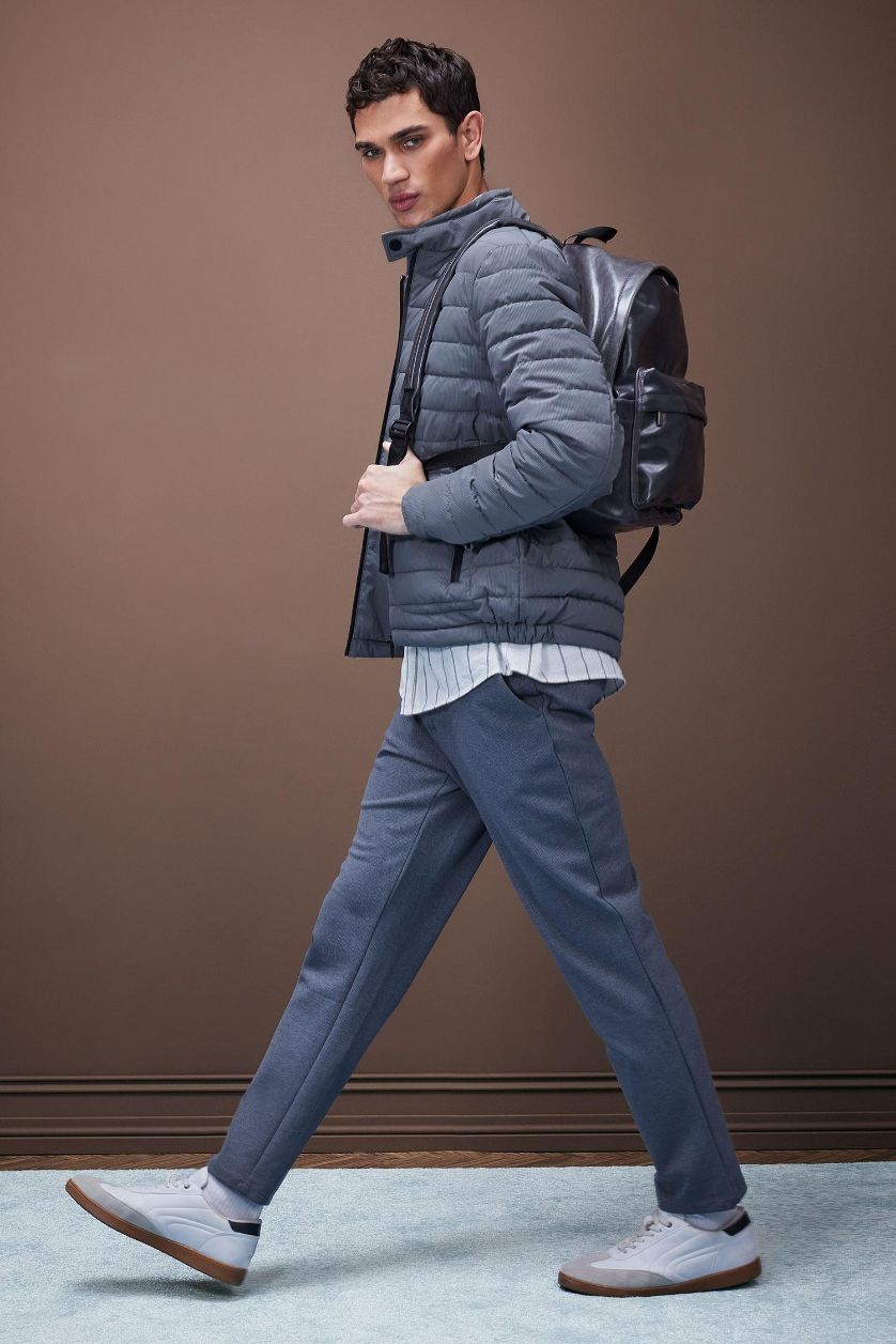 Erkek Antrasit Melanj Tailored Regular Fit Normal Kesim Kumaş Pantolon Basic Düz Cepli