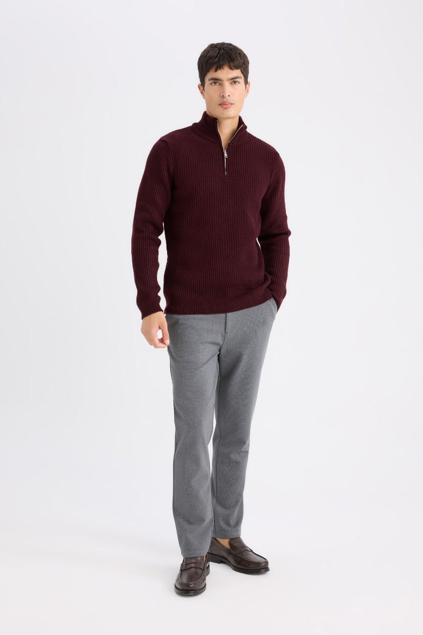 Erkek Antrasit Melanj Tailored Regular Fit Normal Kesim Kumaş Pantolon Basic Düz Cepli