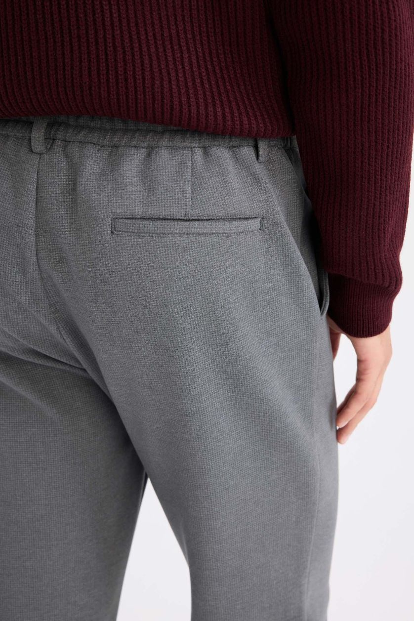 Erkek Antrasit Melanj Tailored Regular Fit Normal Kesim Kumaş Pantolon Basic Düz Cepli