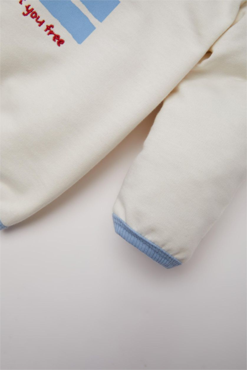 BÉBÉ GARÇON Écru Ensemble de sweatshirt imprimé à col rond et pantalon rayé pour bébé garçon