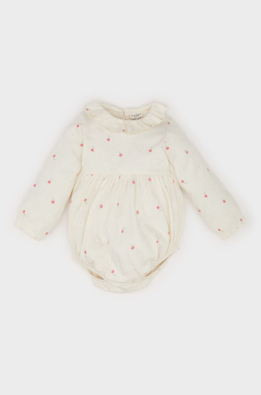 BÉBÉ FILLE Écru Body fleuri à manches longues et boutons-pression pour bébé fille