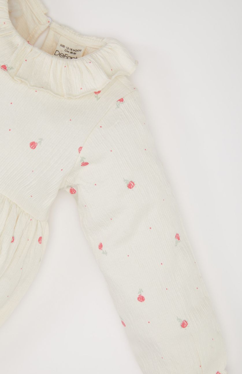 BÉBÉ FILLE Écru Body fleuri à manches longues et boutons-pression pour bébé fille