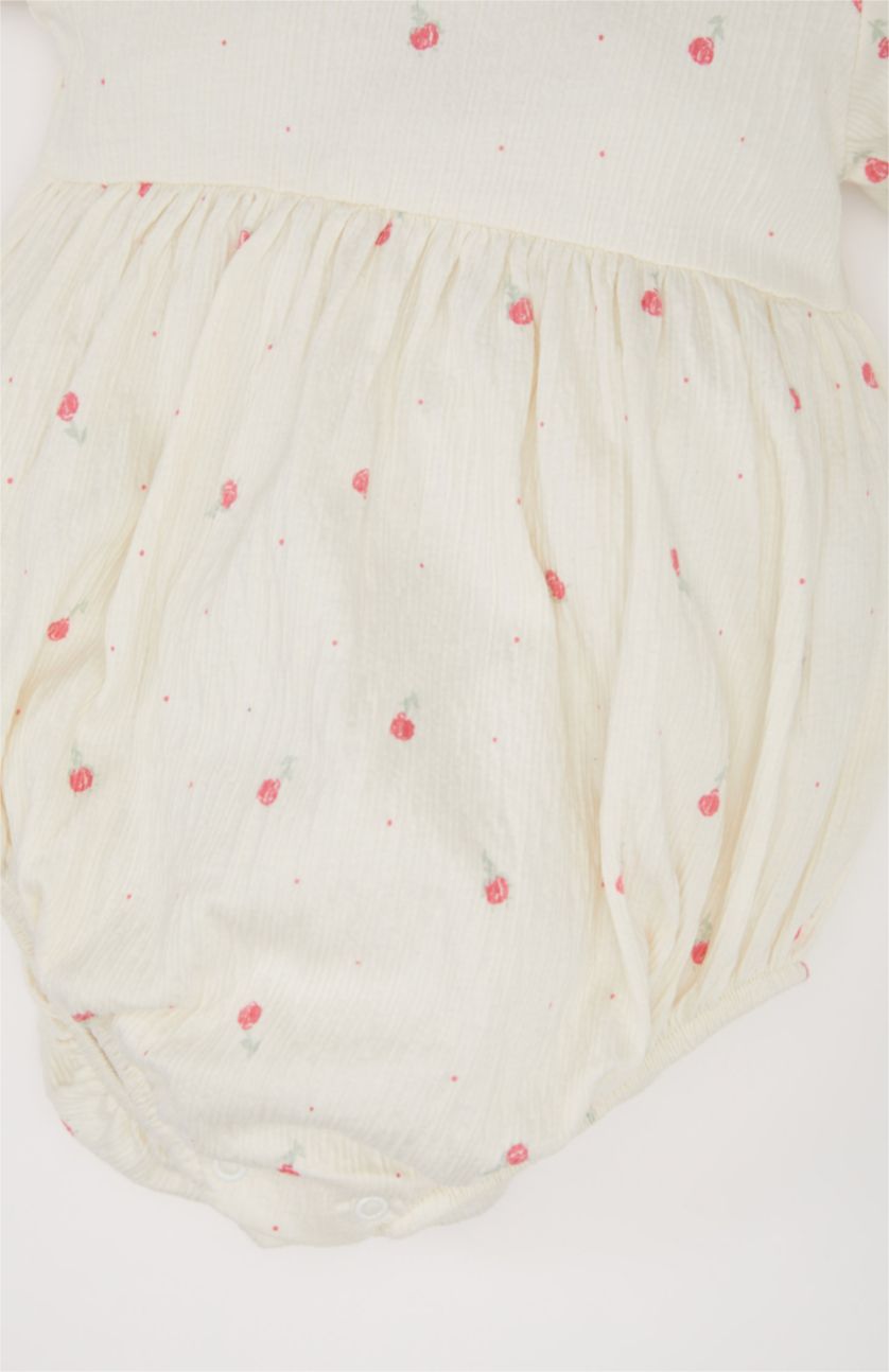 BÉBÉ FILLE Écru Body fleuri à manches longues et boutons-pression pour bébé fille