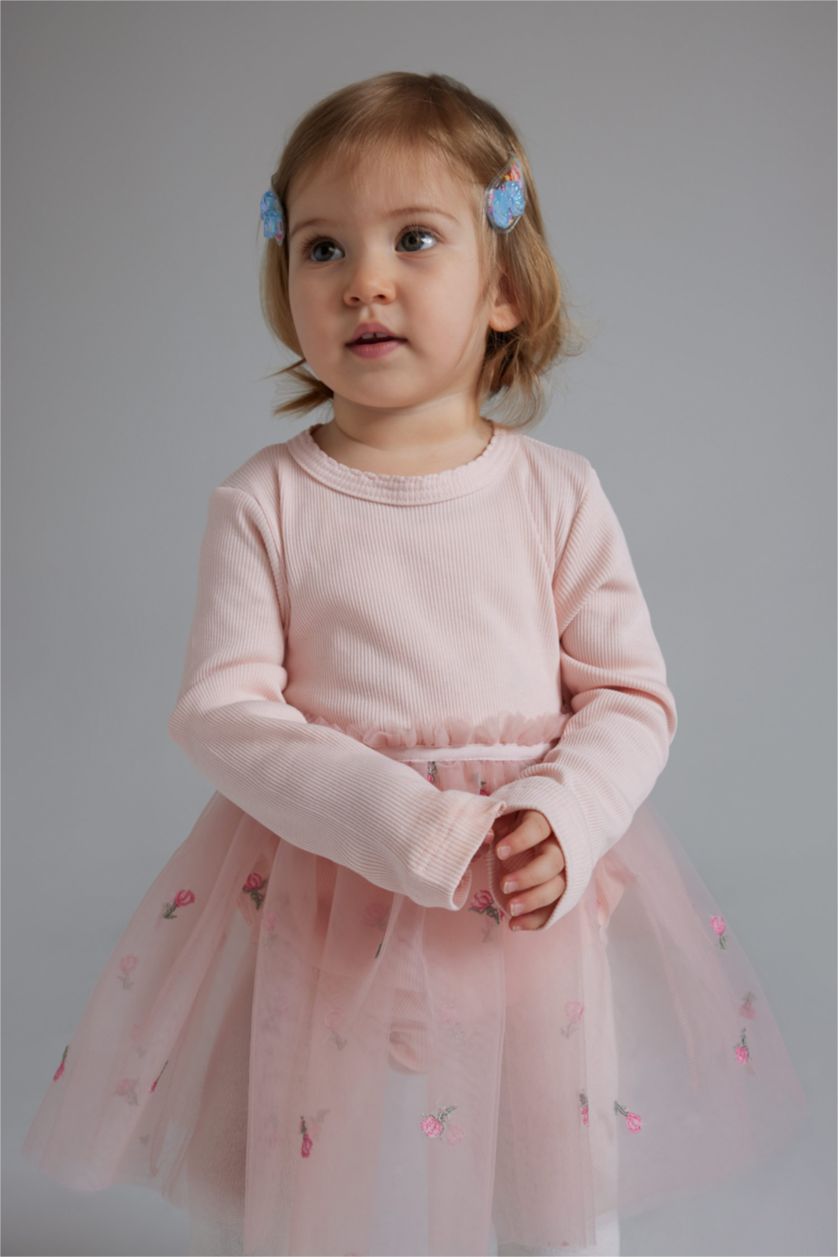 BÉBÉ FILLE Rose Clair Ensemble de Robe tutu brodée Collants et bandeau pour bébé fille