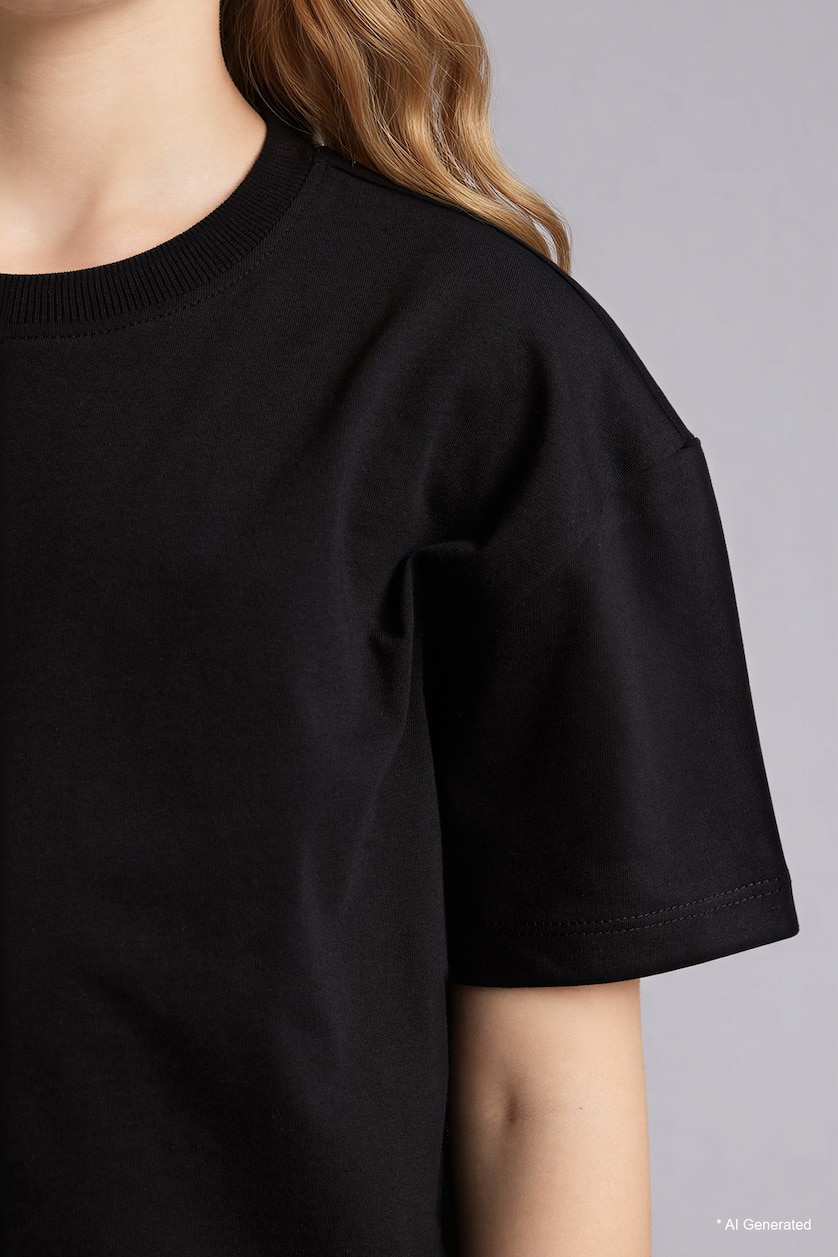 Young Girls - Teen Girls Black Girl Relax Fit Crew Neck Short Sleeve T-Shirt