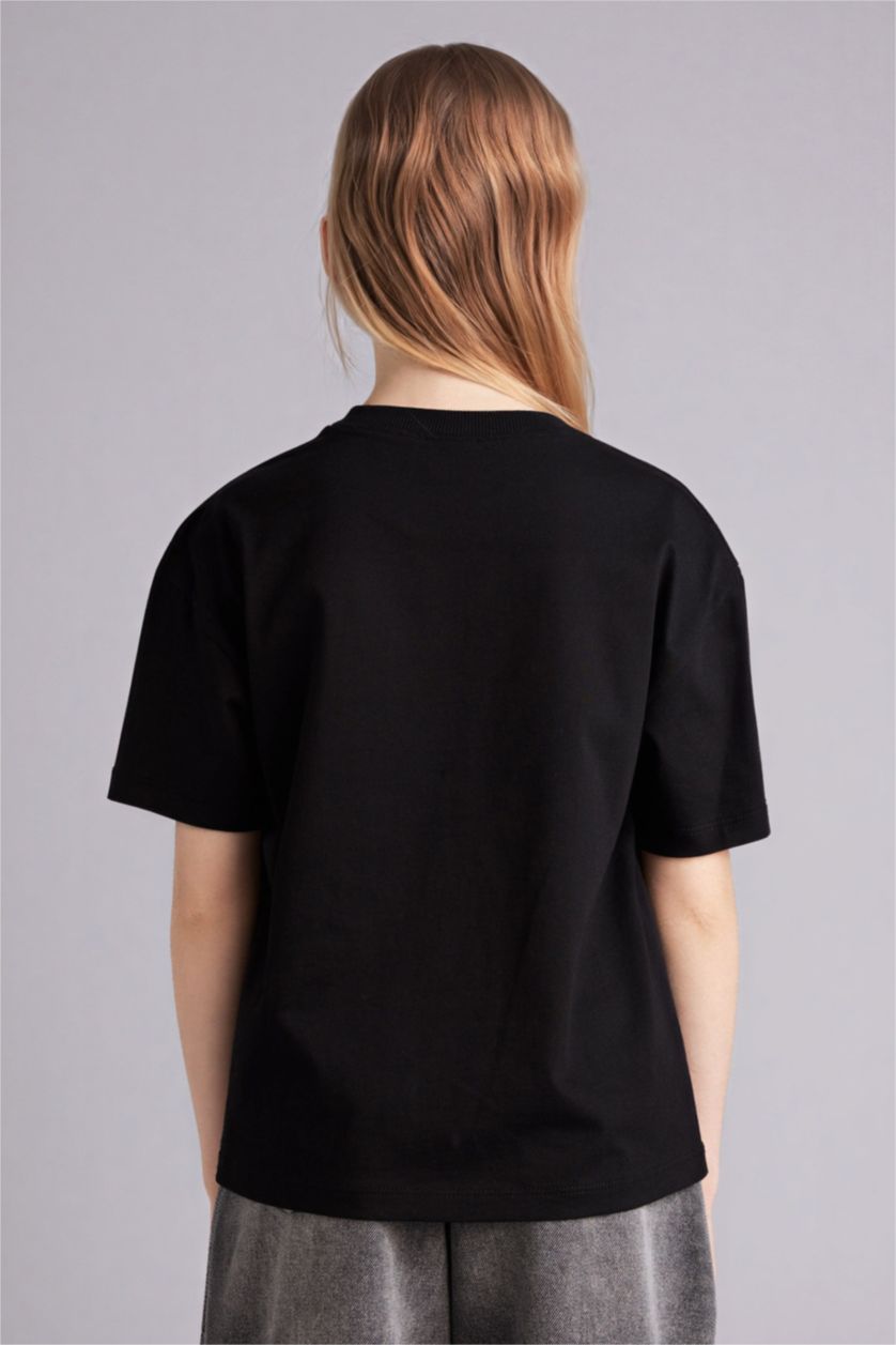 FILLES Noir T-shirt à manches courtes Col rond Fille