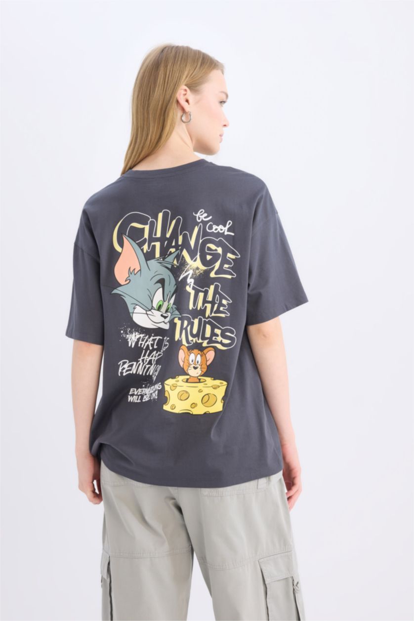 FEMME Anthracite T-shirt oversize imprimé au dos à col rond