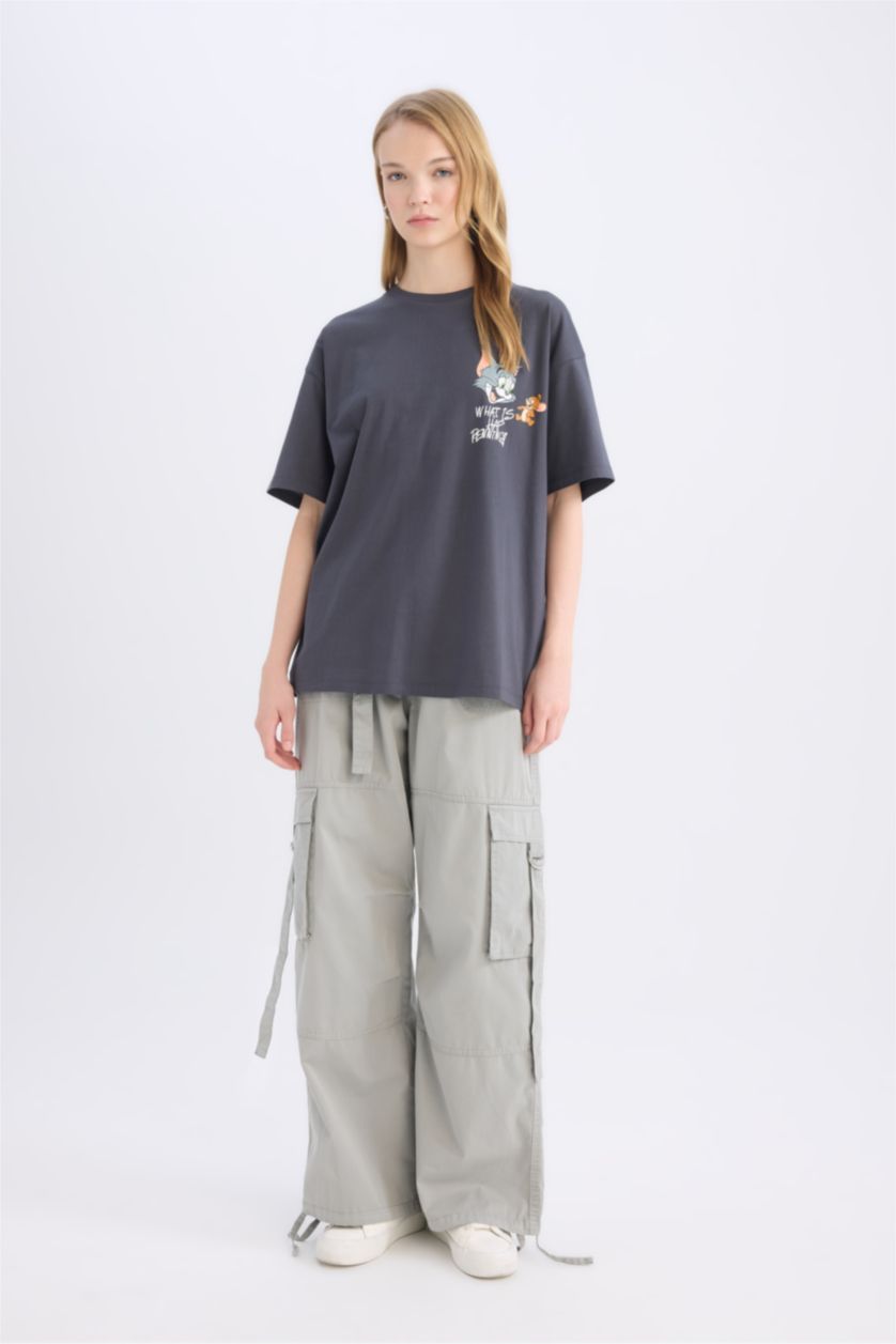 FEMME Anthracite T-shirt oversize imprimé au dos à col rond