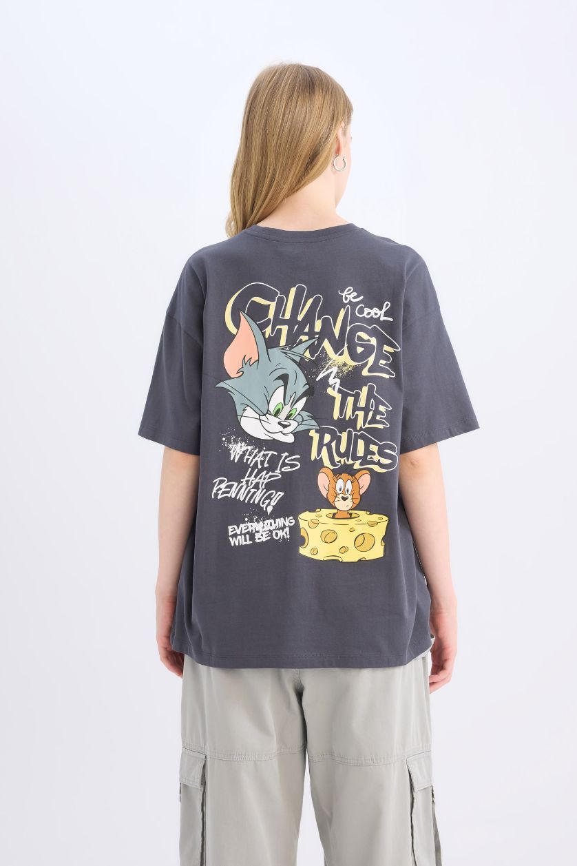 FEMME Anthracite T-shirt oversize imprimé au dos à col rond