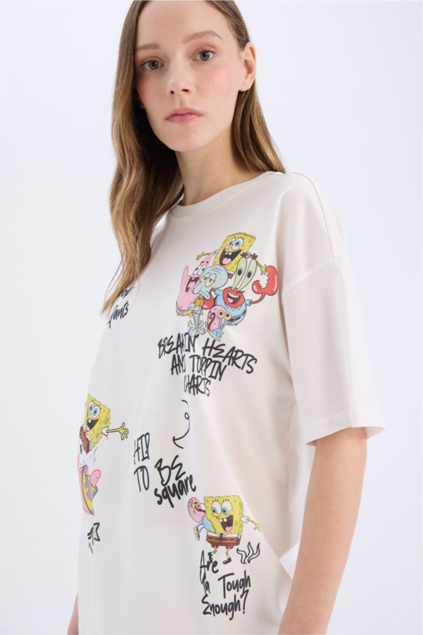 WOMAN White SpongeBob Oversize Printed Short Sleeve T-shirt