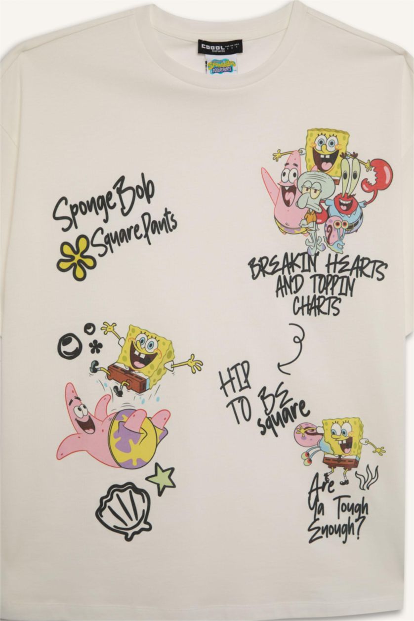 WOMAN White SpongeBob Oversize Printed Short Sleeve T-shirt
