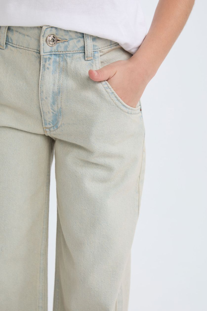 Девочки и подростки Светло-синий Джинсы-клеш для девочек