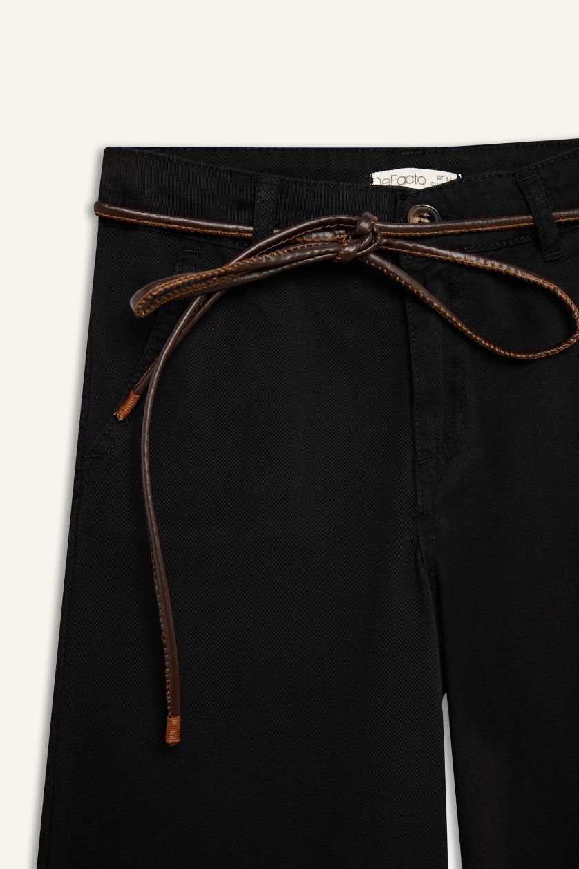 Girls & Teens Black Girl Wide Leg Cotton Trousers