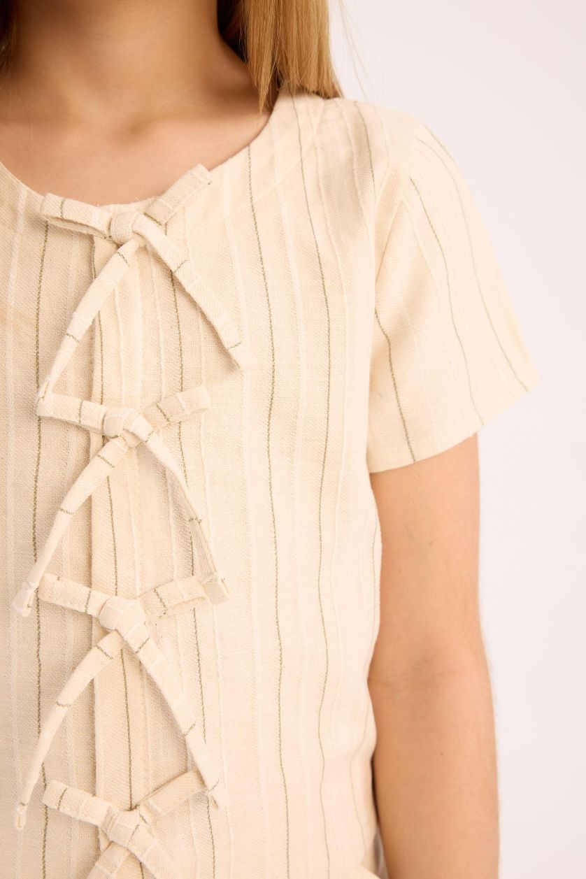 بنات بيج بلوزة بناتي قصيرة نص ردن